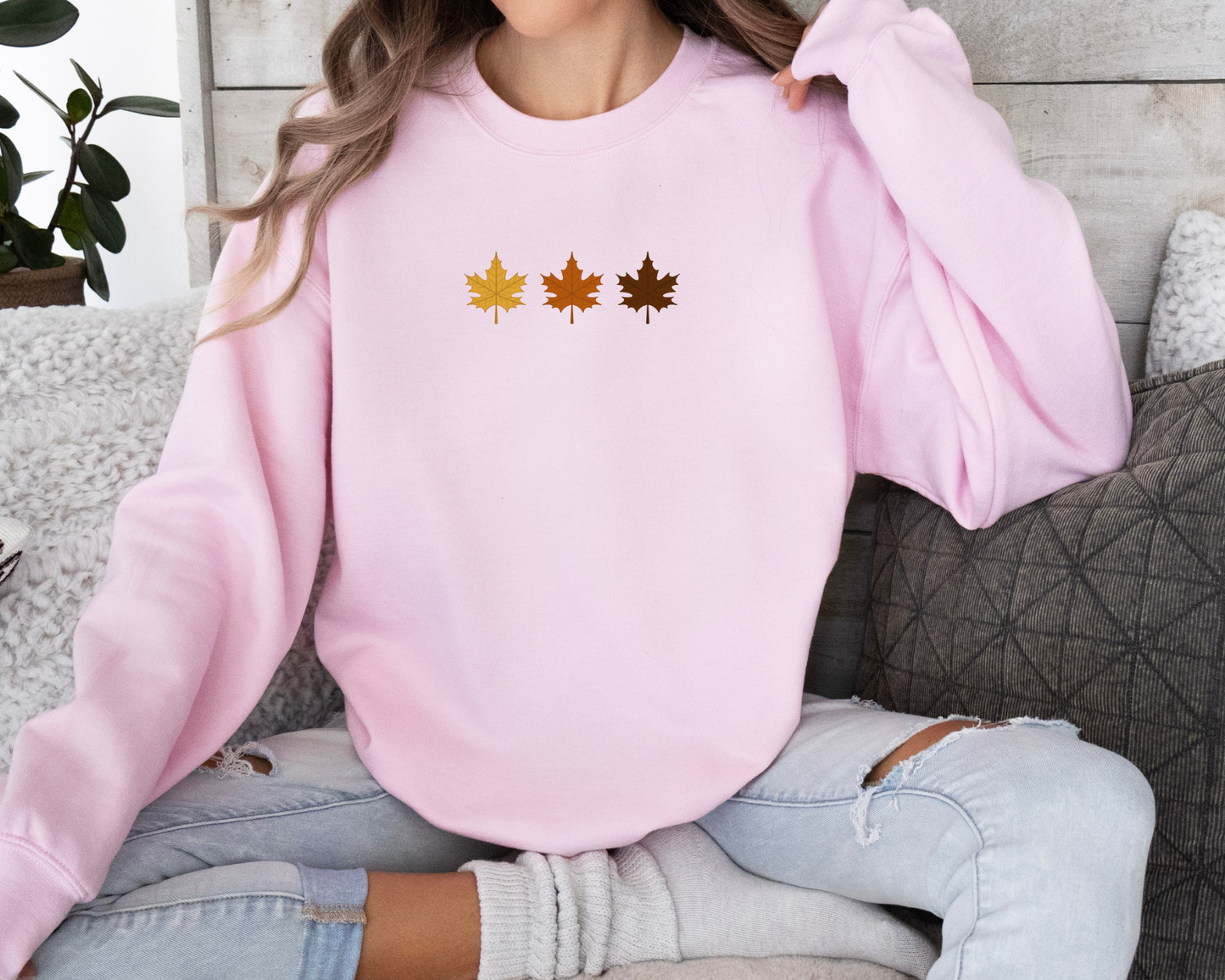 Tricolour Autumn Leaves Sweatshirt