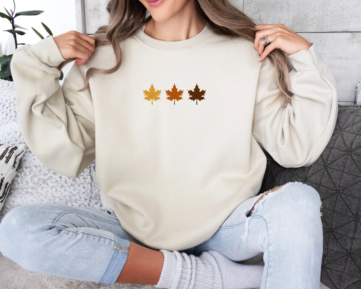 Tricolour Autumn Leaves Sweatshirt