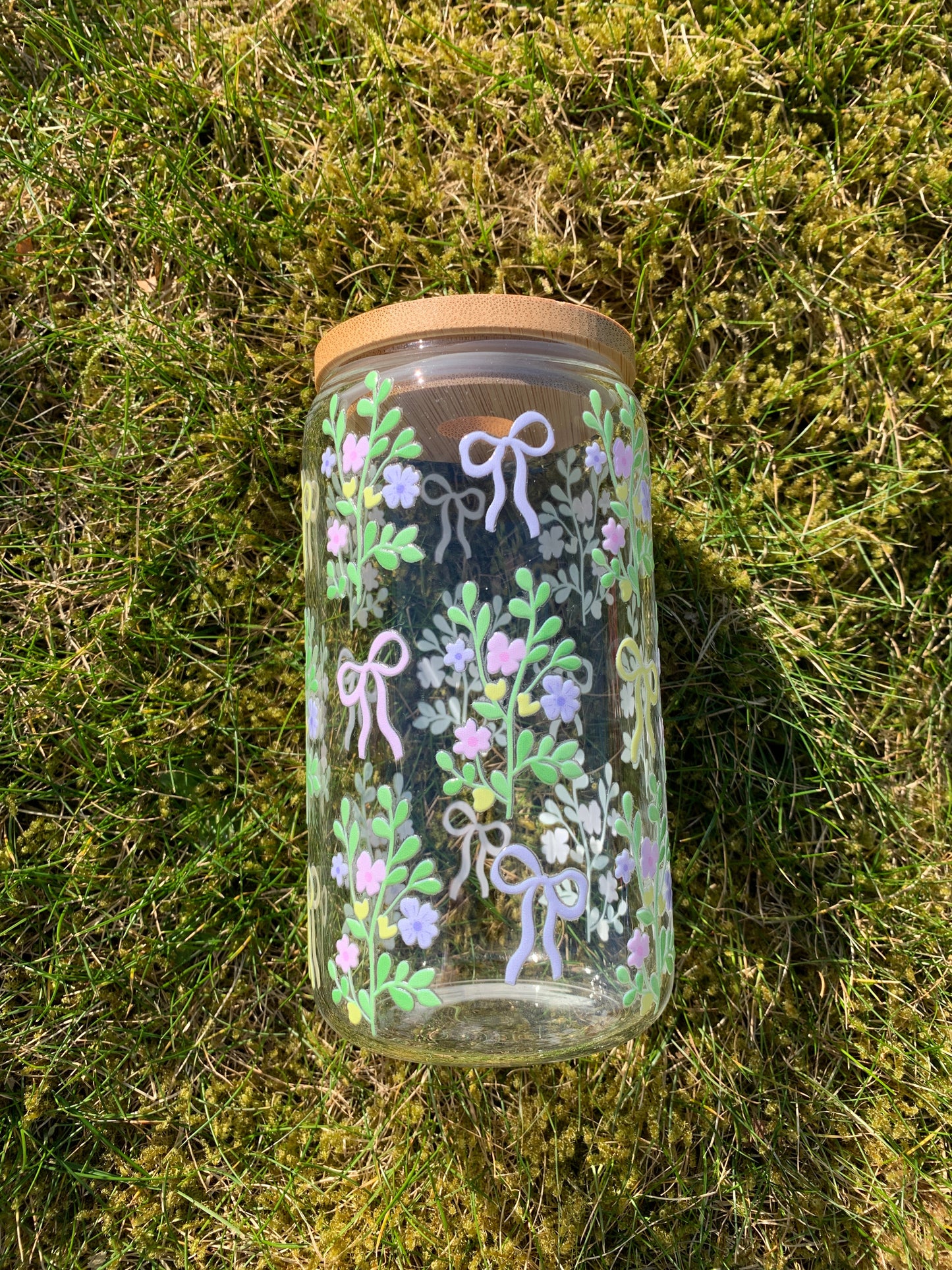 Spring Flowers Bow Coquette Coffee Glass