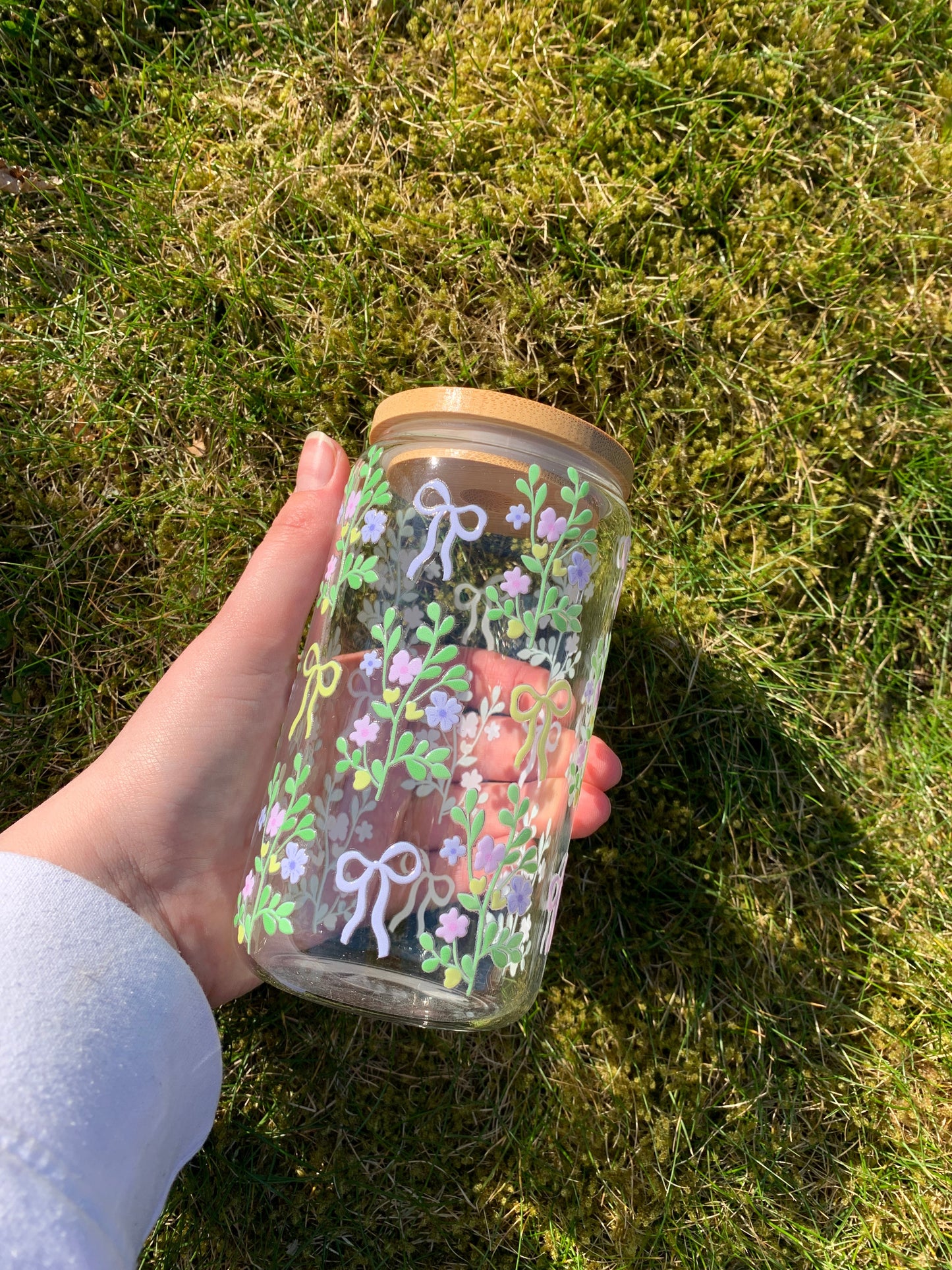 Spring Flowers Bow Coquette Coffee Glass