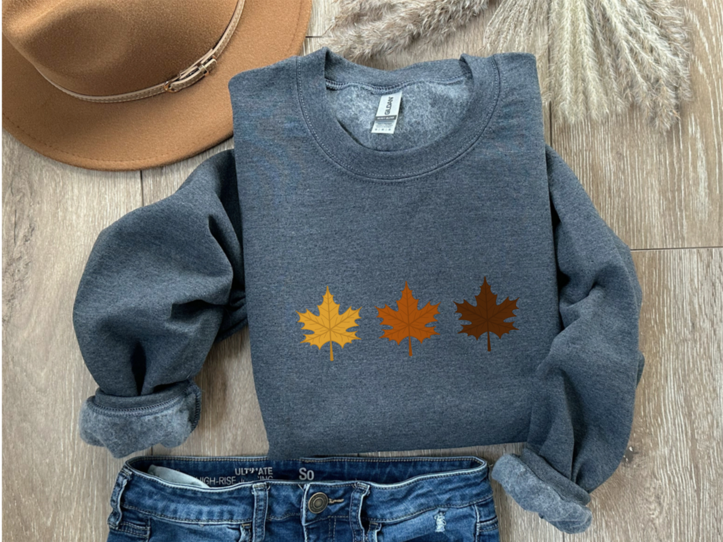 Tricolour Autumn Leaves Sweatshirt