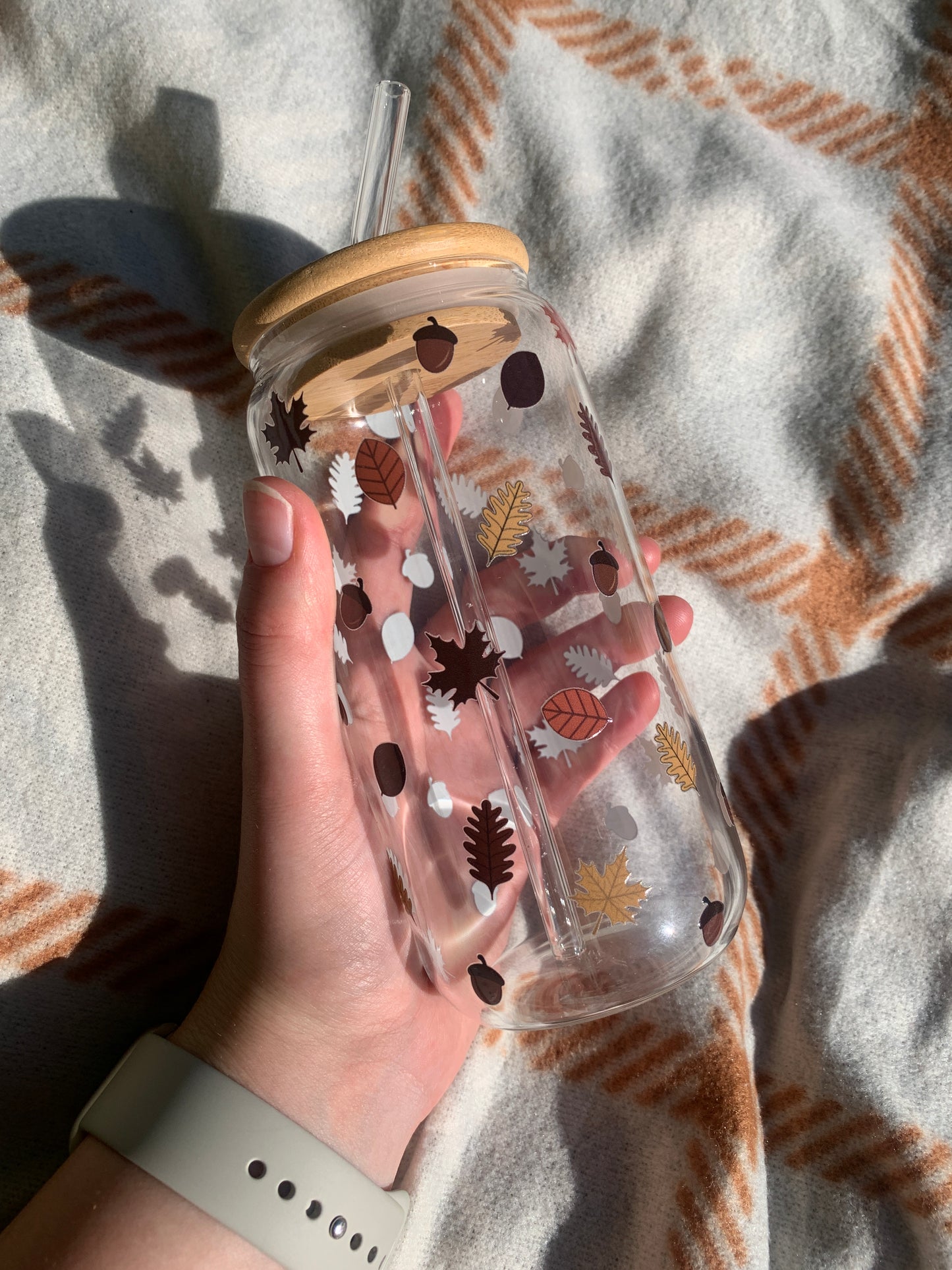 Autumn Leaves Coffee Glass Cup