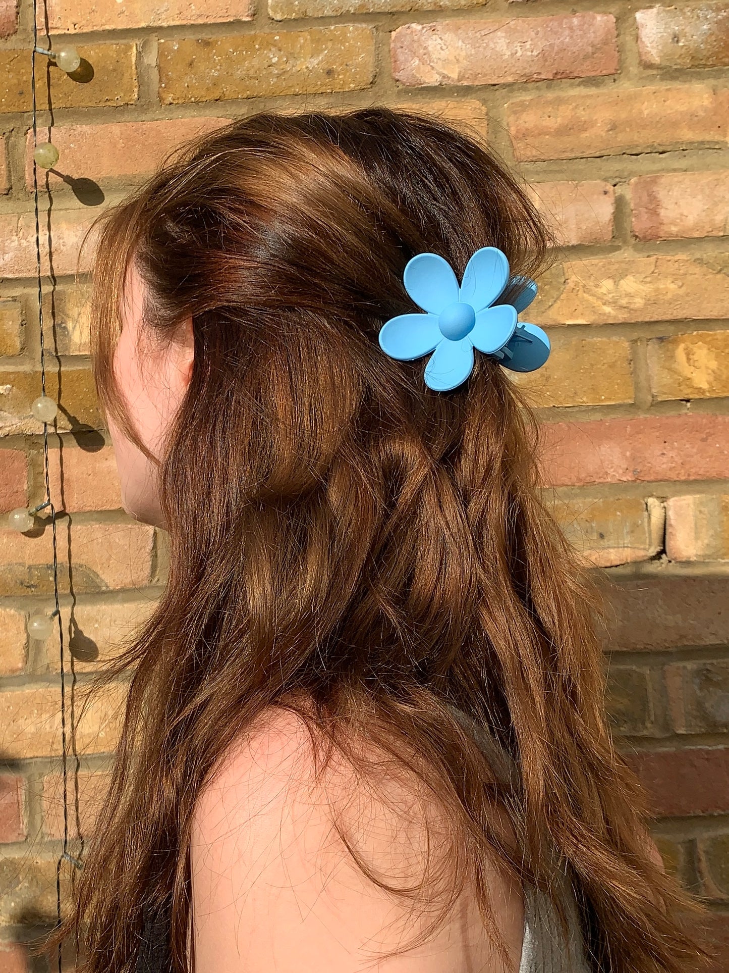 Powder Blue Retro Flower Claw Clip