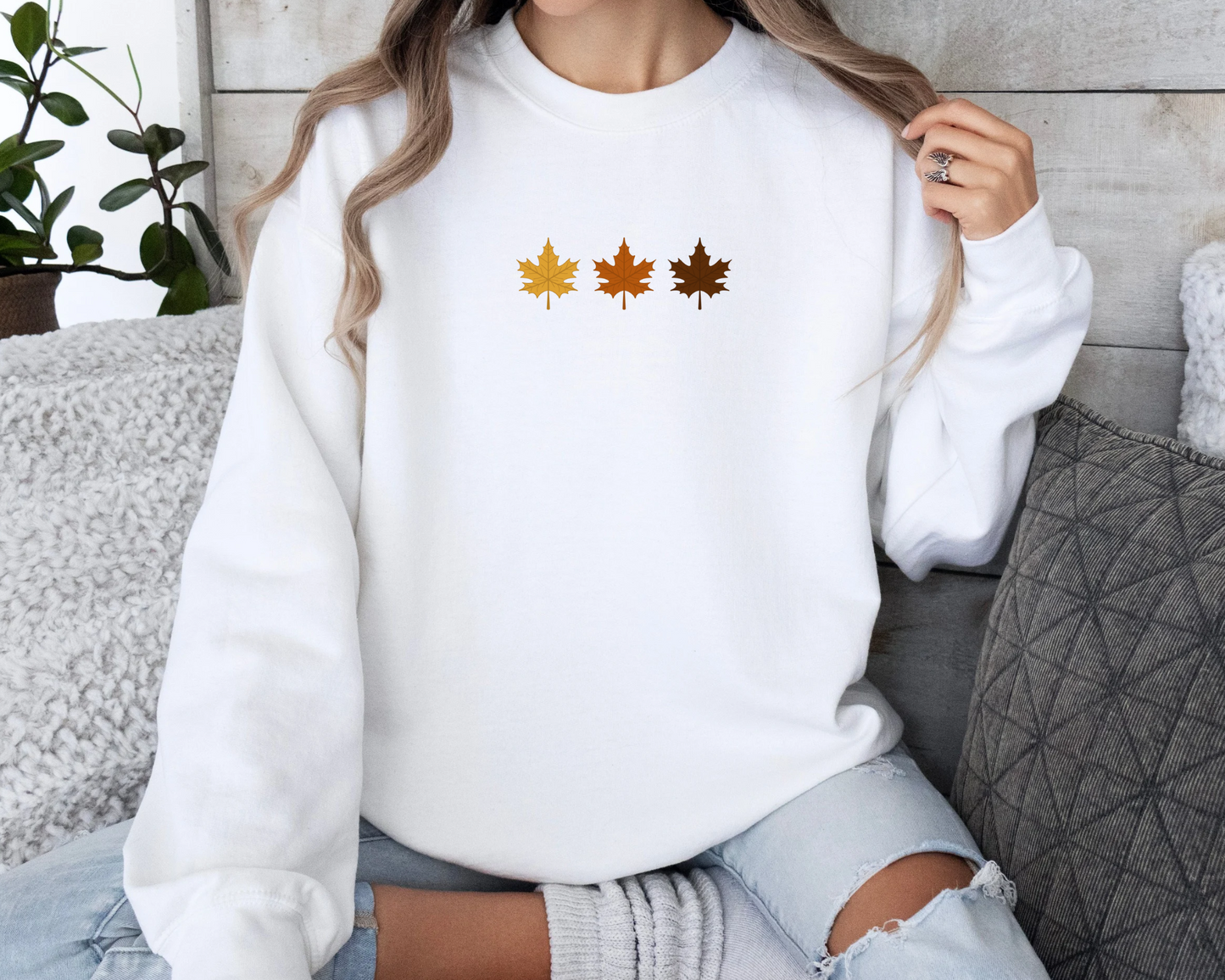 Tricolour Autumn Leaves Sweatshirt