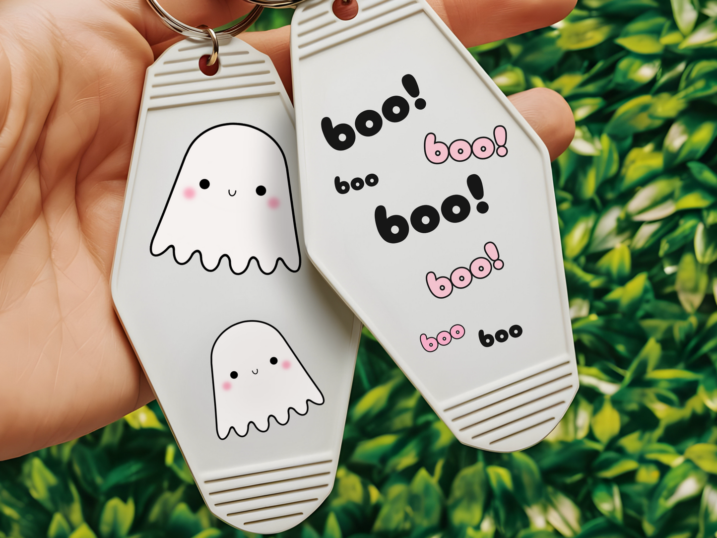 Boo! Ghost Motel Keychain