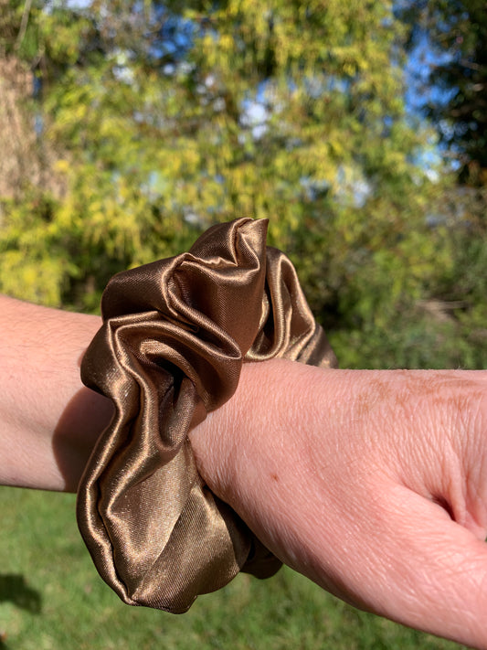 Chocolate Brown Satin Scrunchie