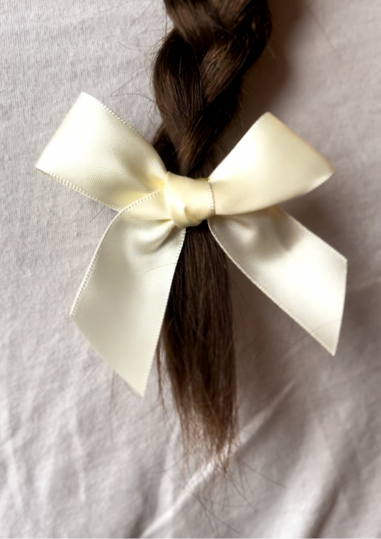 Cream Silk Hair Bow