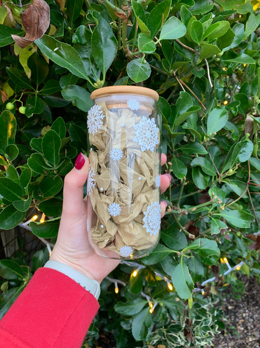 Snowflake 16oz Glass Cup