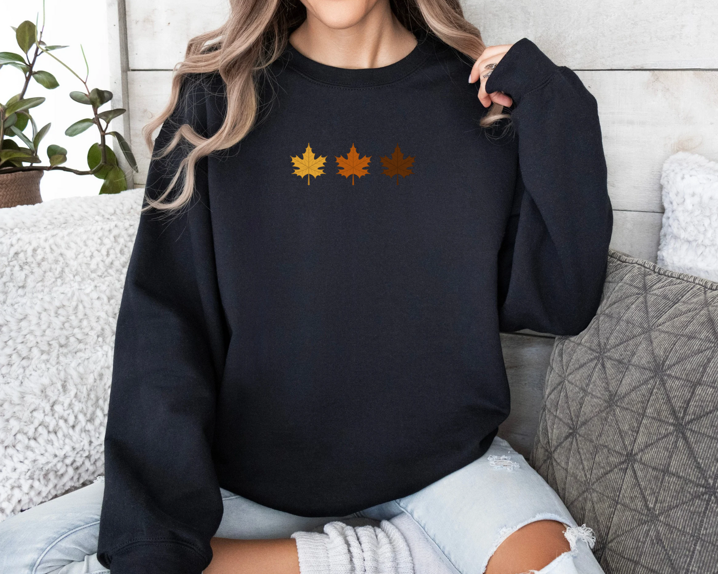 Tricolour Autumn Leaves Sweatshirt