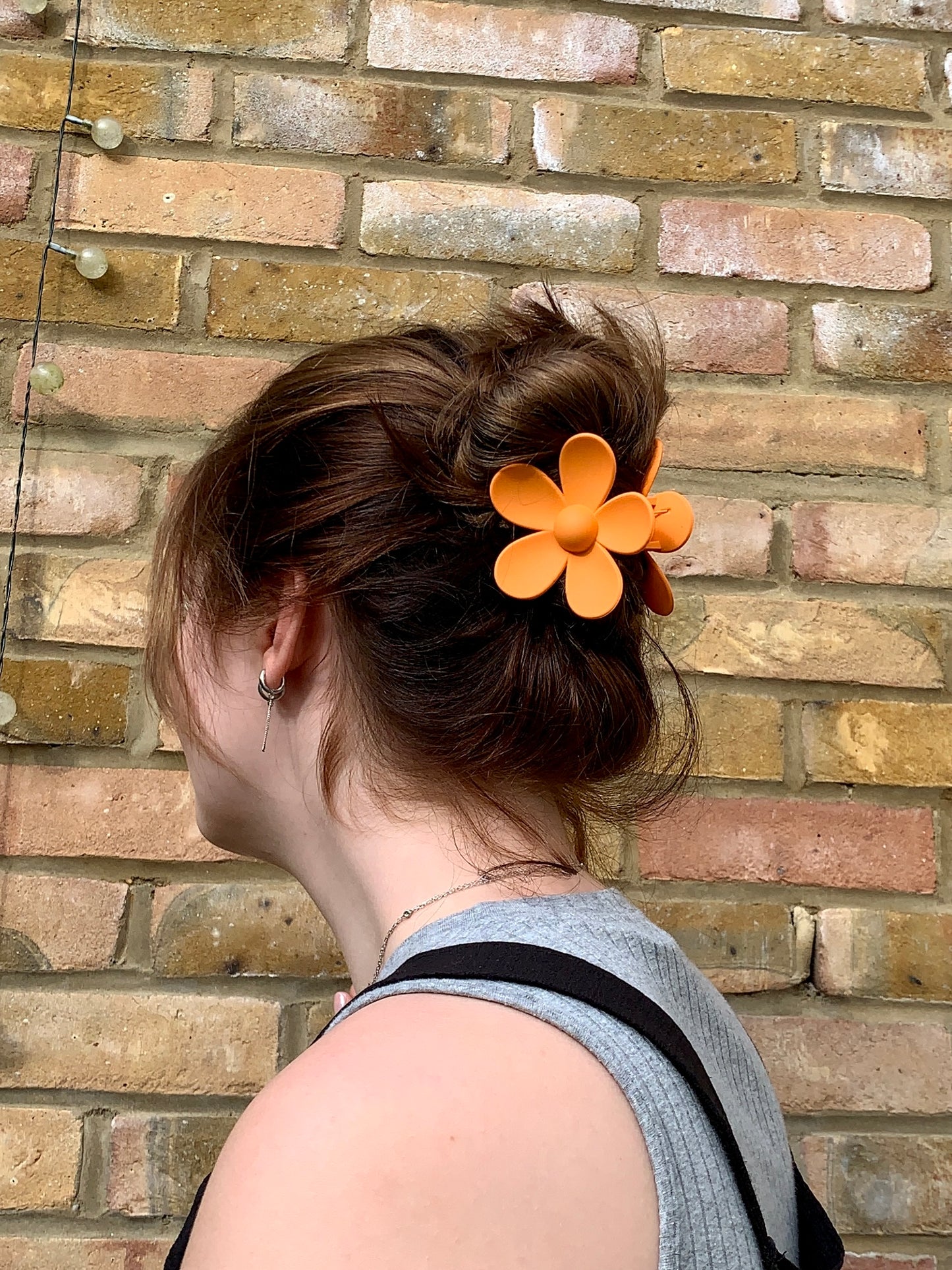 Orange Retro Flower Claw Clip