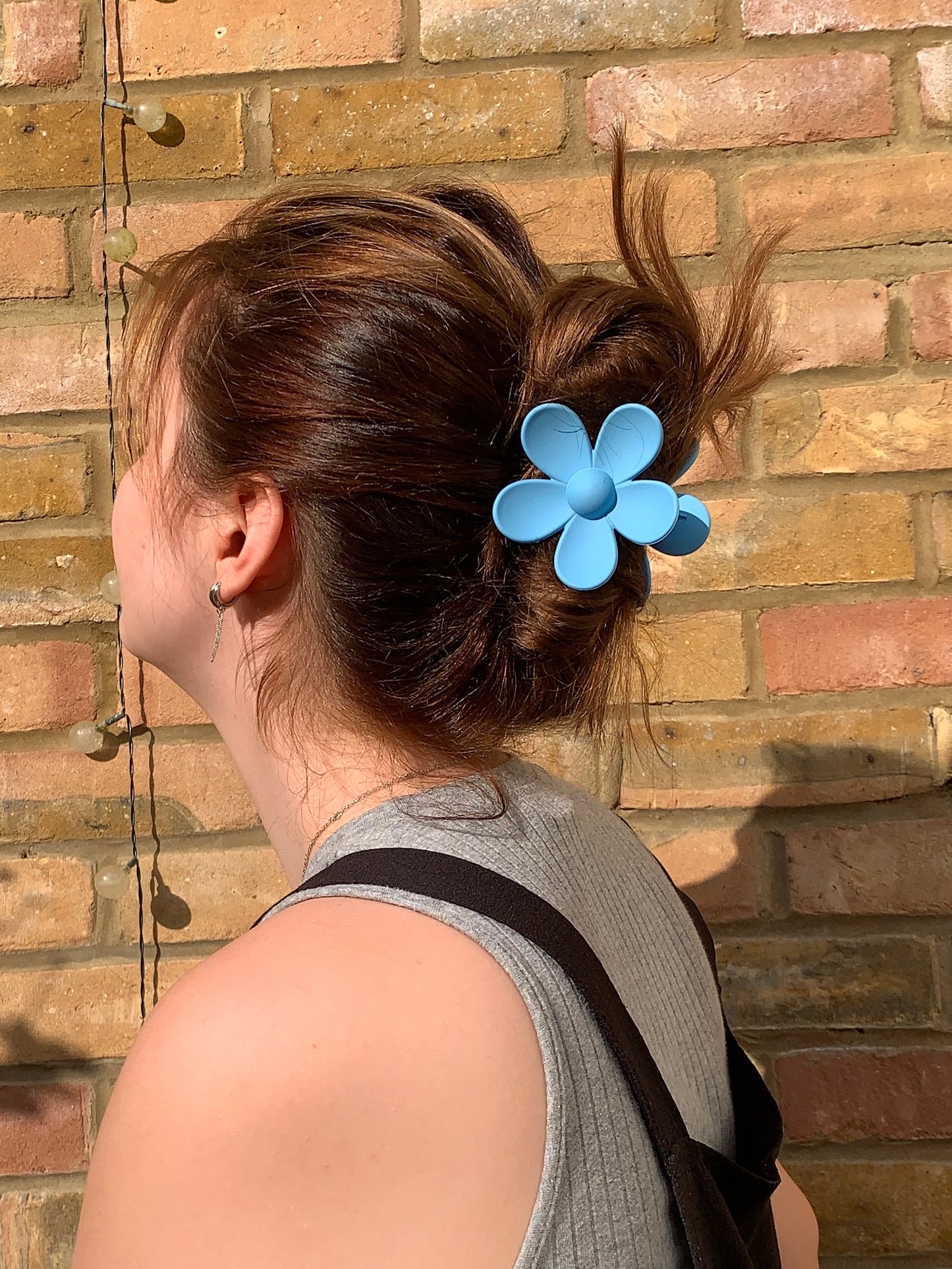 Powder Blue Retro Flower Claw Clip