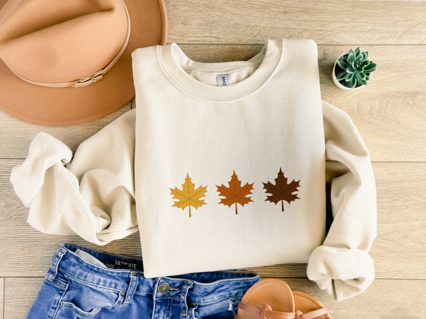 Tricolour Autumn Leaves Sweatshirt