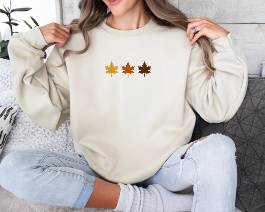 Tricolour Autumn Leaves Sweatshirt