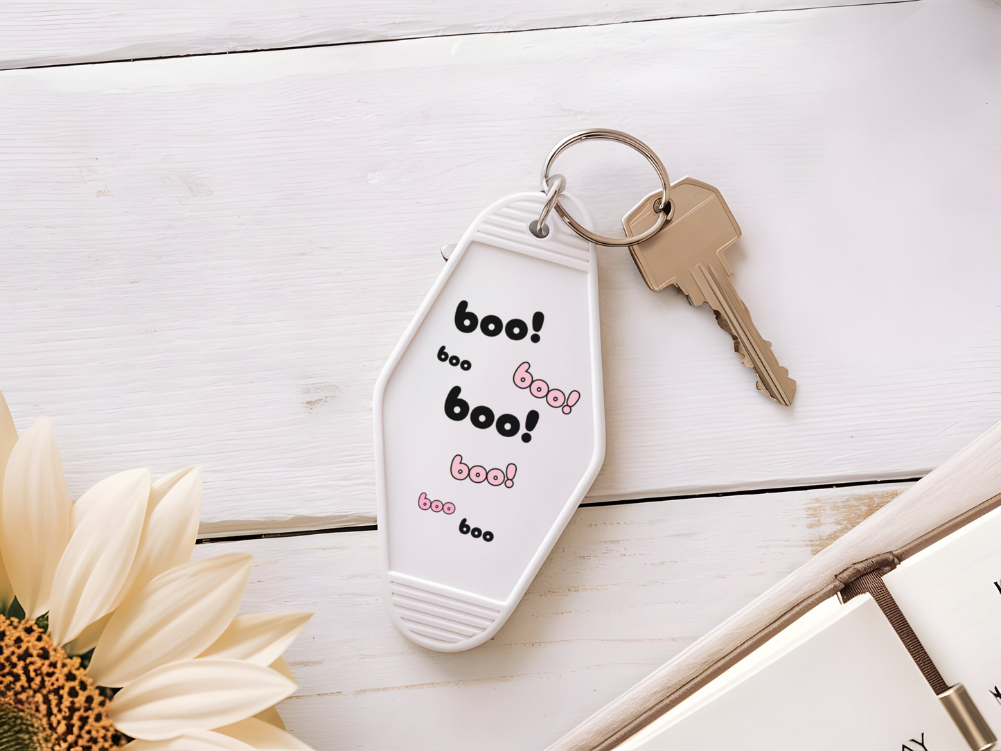 Boo! Ghost Motel Keychain