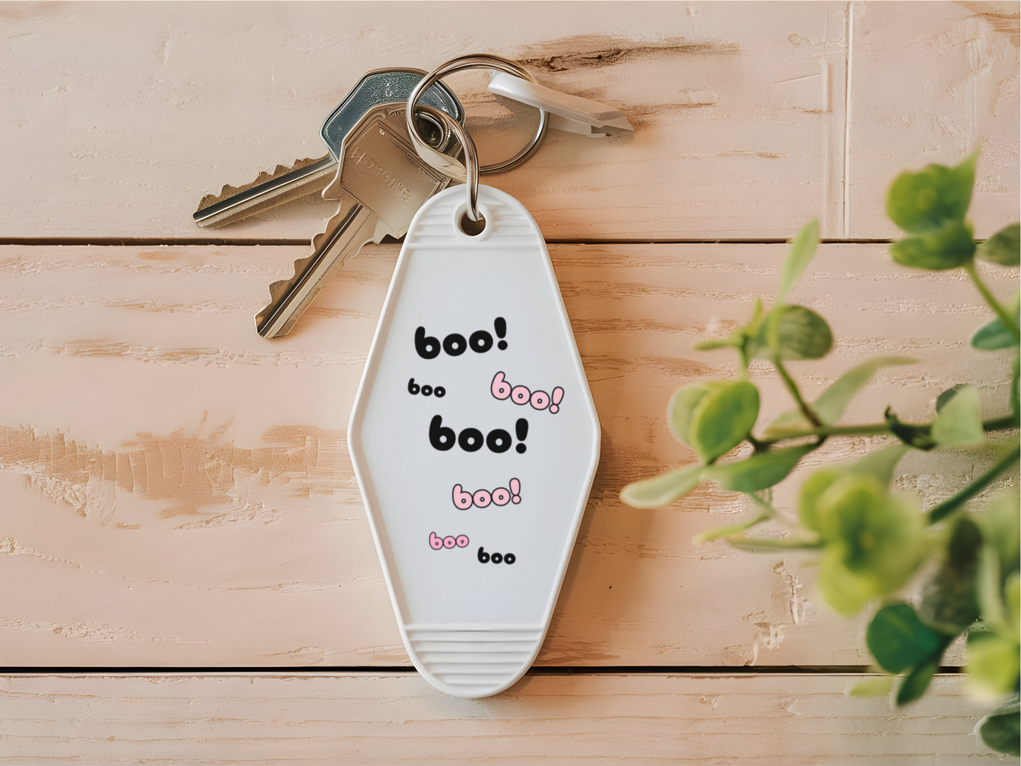 Boo! Ghost Motel Keychain