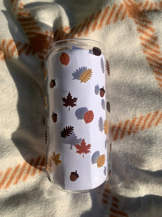 Autumn Leaves Coffee Glass Cup