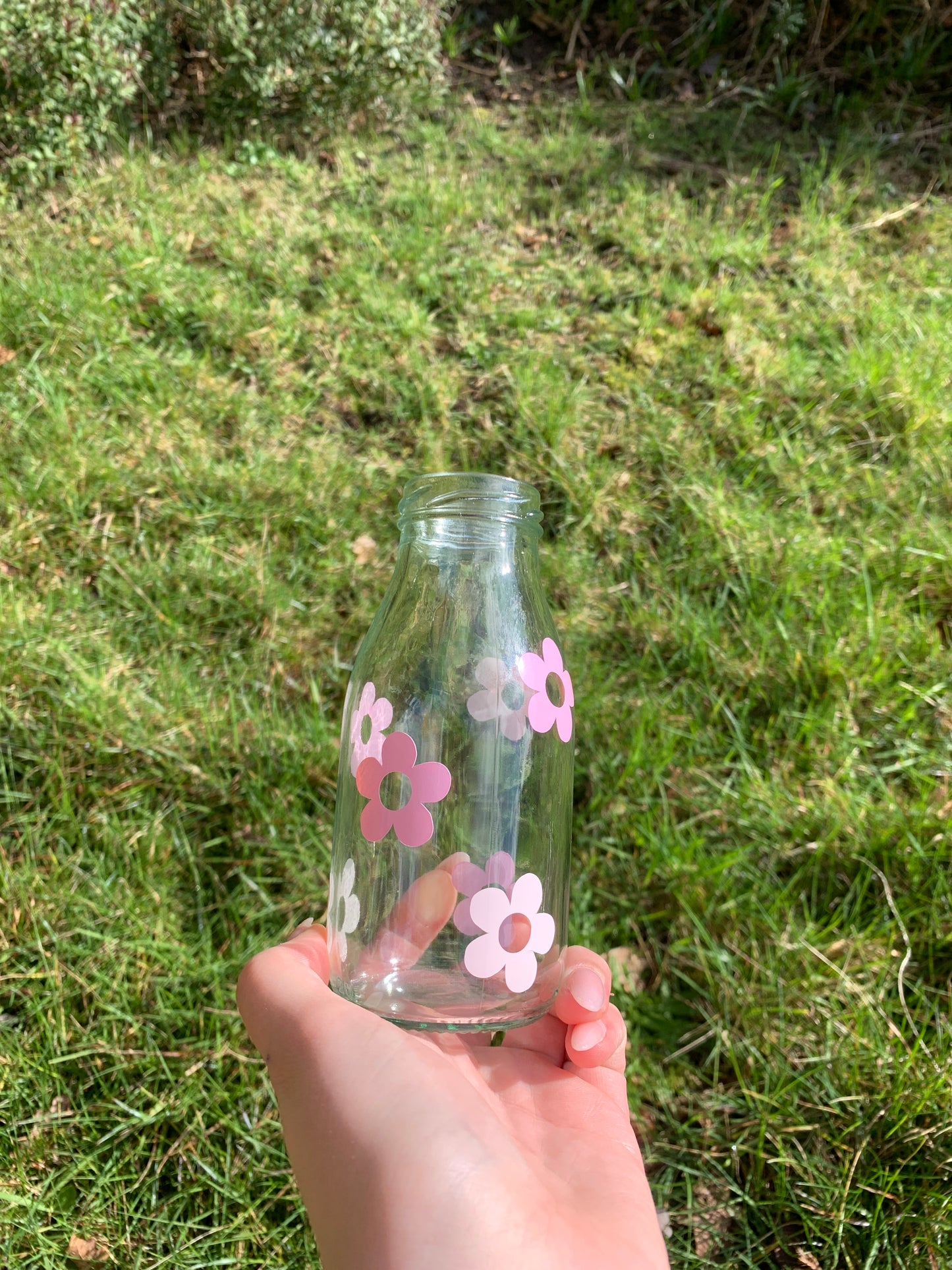 Pink Flower Glass Bottle 250ml