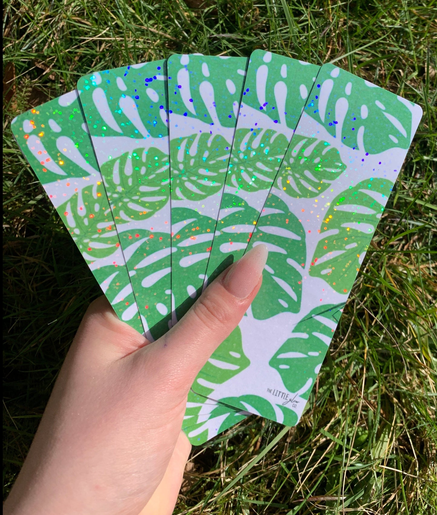 Monstera Glossy Holographic Laminated Bookmark