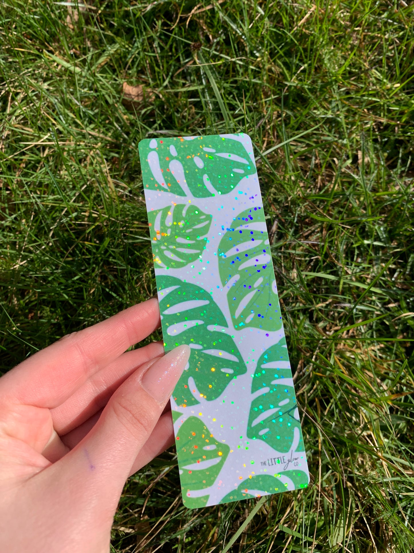 Monstera Glossy Holographic Laminated Bookmark