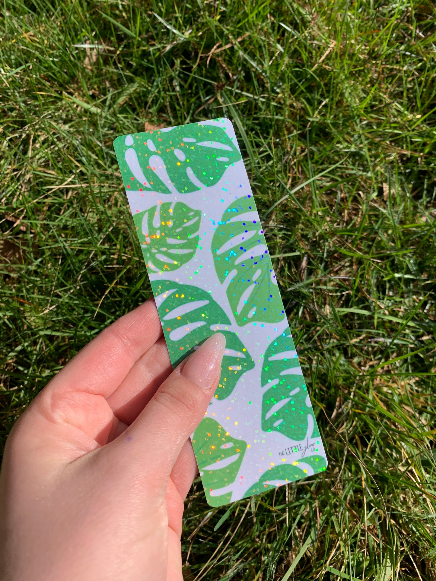 Monstera Glossy Holographic Laminated Bookmark