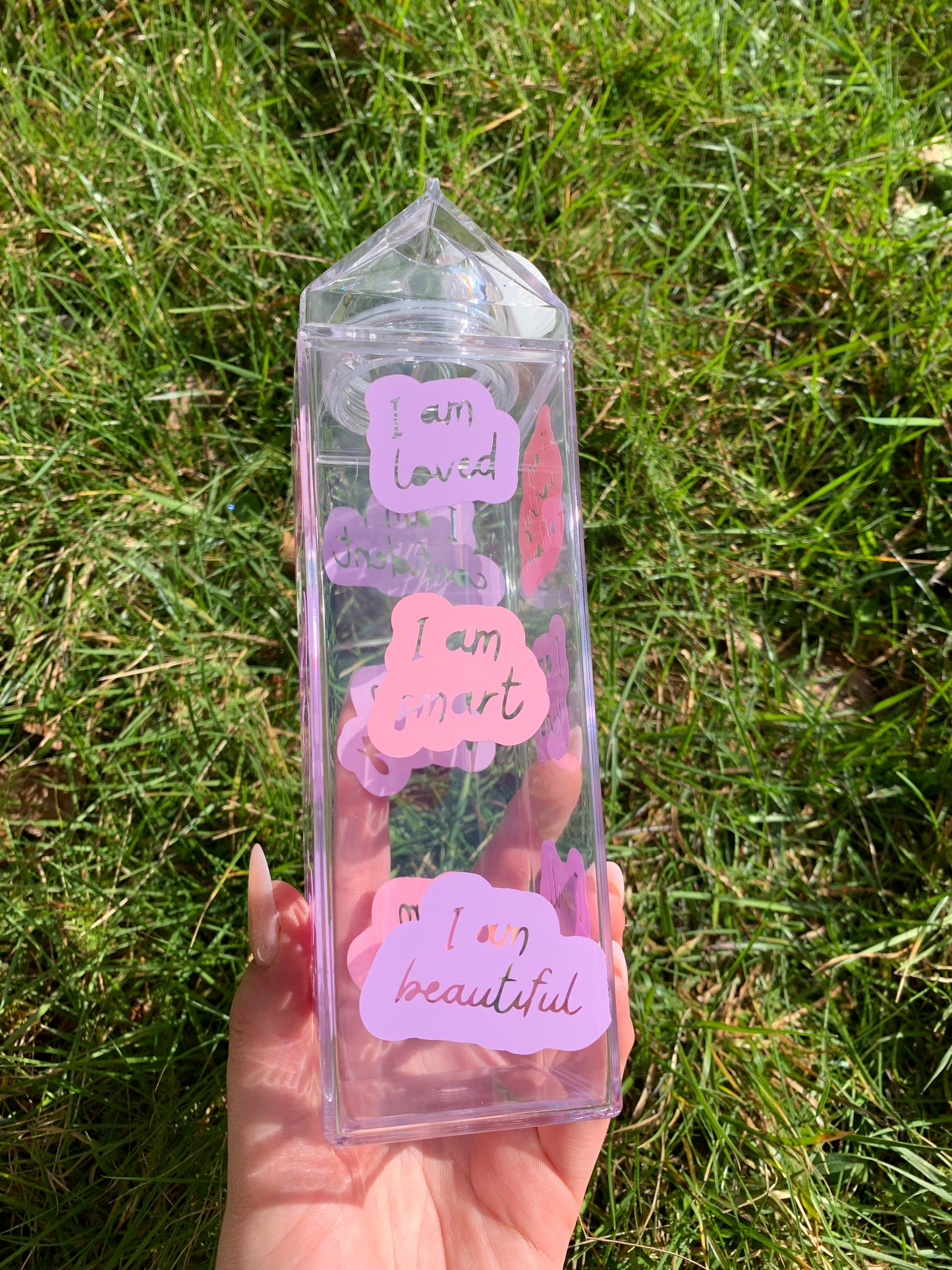 Affirmation Acrylic Milk Carton Bottle 500ml