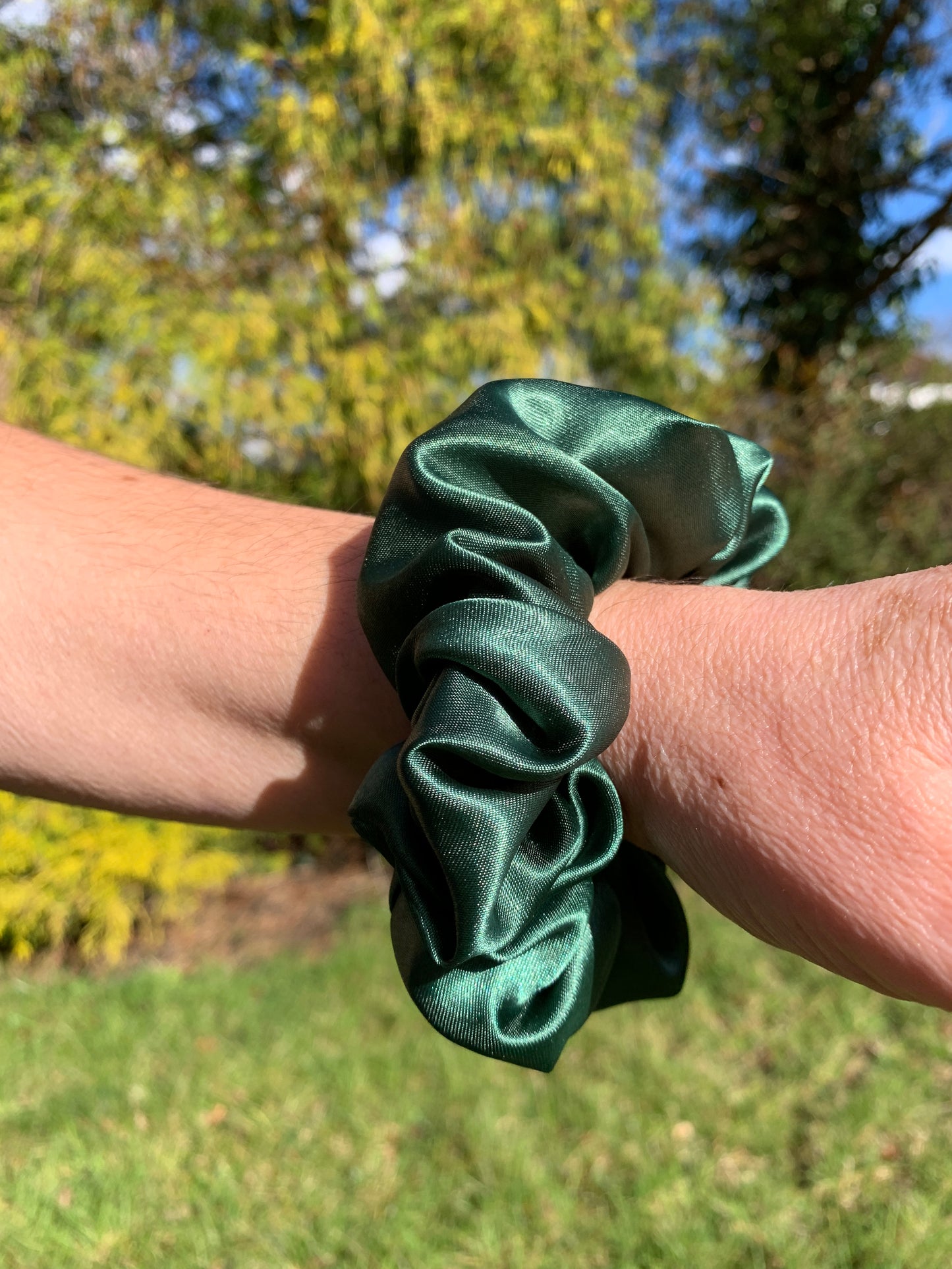 Forest Green Satin Scrunchie