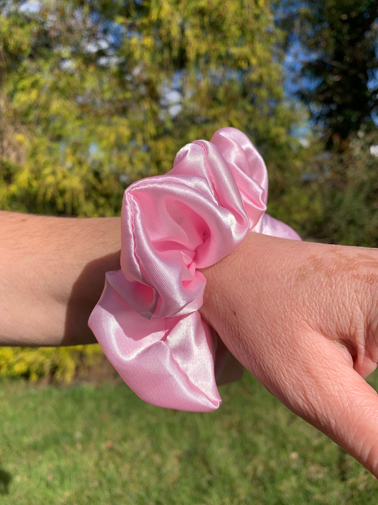 Baby Pink Satin Scrunchie