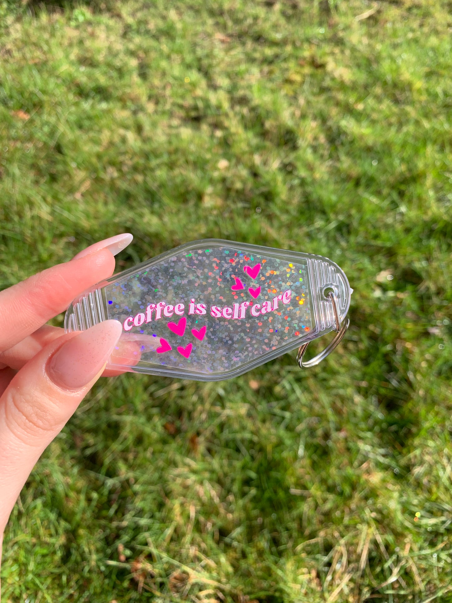 Coffee is Self Care Acrylic Holographic Motel Style Keychain