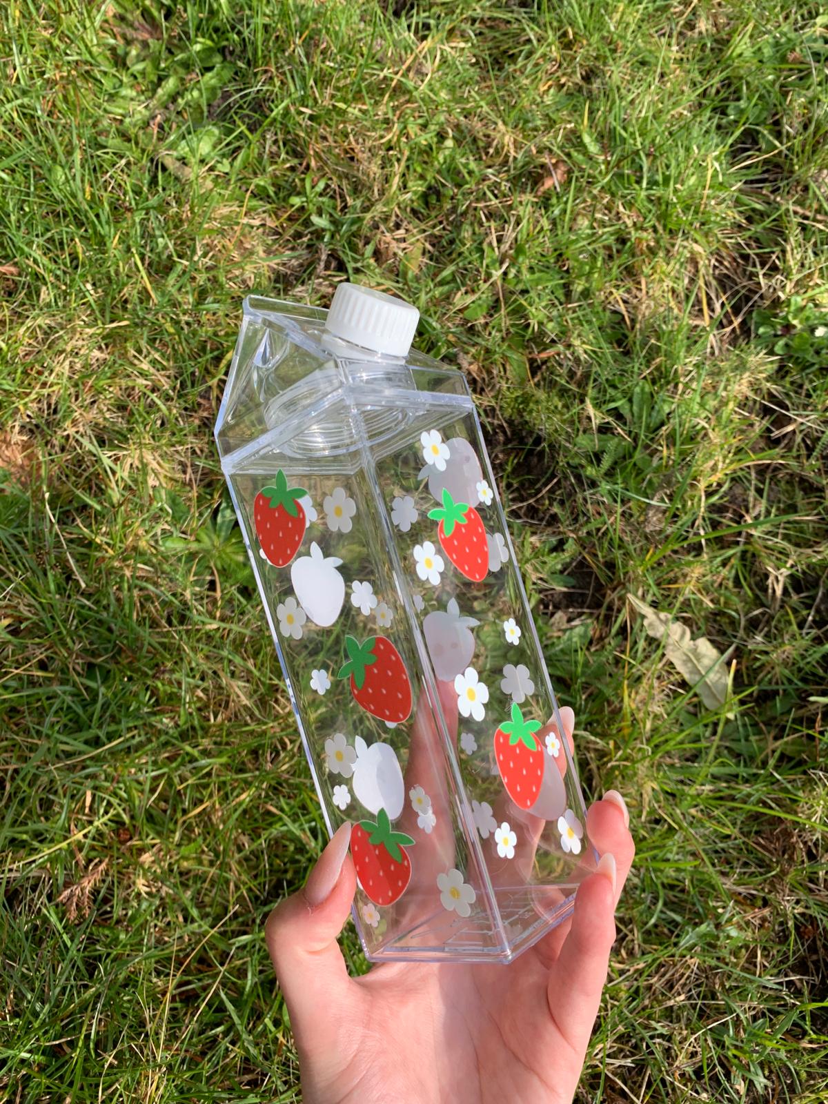 Strawberry Acrylic Milk Carton Bottle 500ml