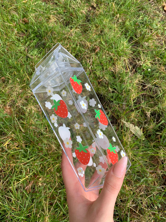 Strawberry Acrylic Milk Carton Bottle 500ml