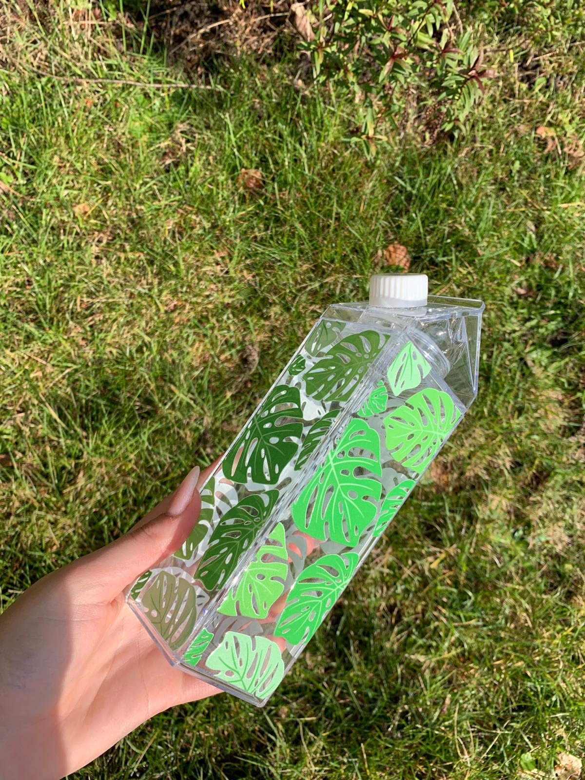 Monstera Acrylic Milk Carton Bottle 500ml