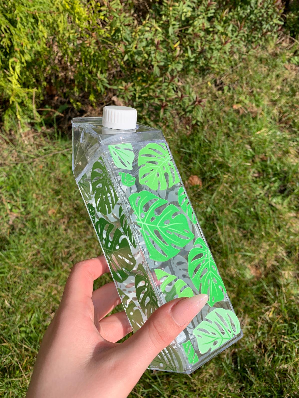 Monstera Acrylic Milk Carton Bottle 500ml