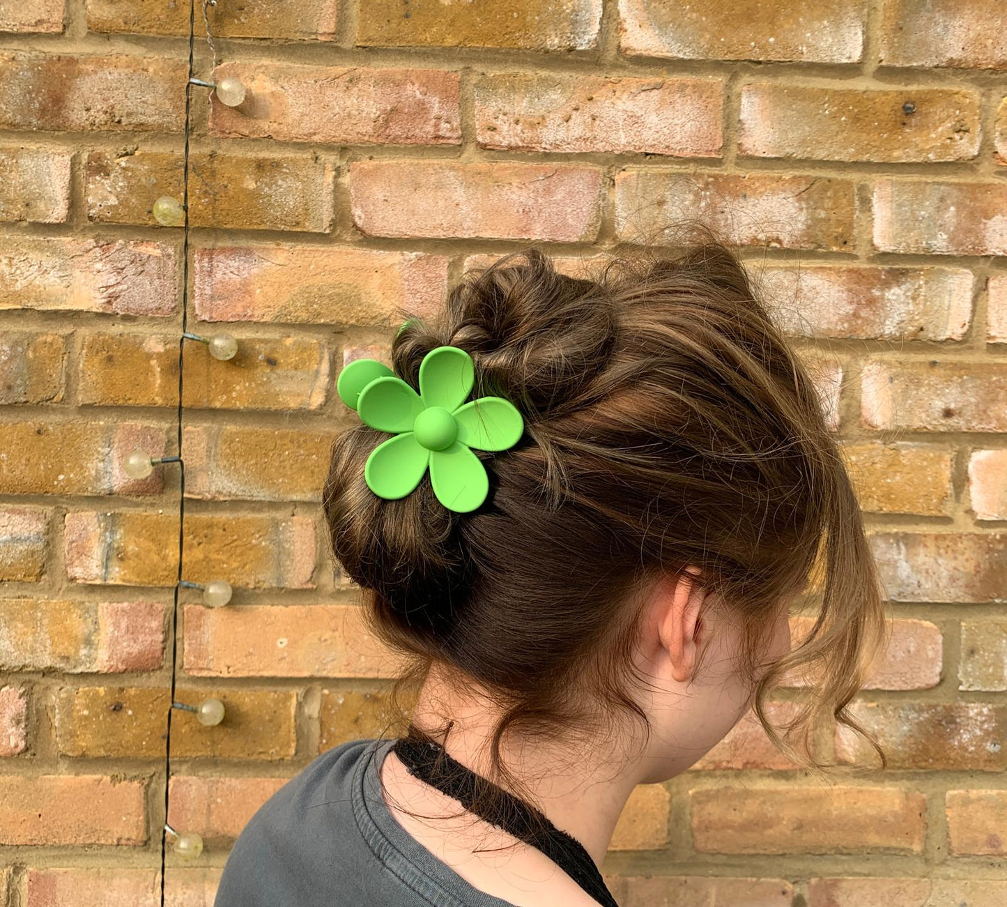 Lime Green Retro Flower Claw Clip